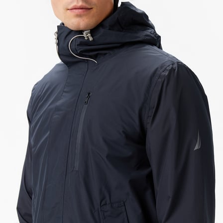 Nautica Erkek Siyah Regular Fit Kapüşonlu Su Geçirmez Yağmurluk