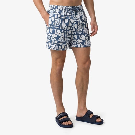 Nautica Erkek Mavi Regular Fit Desenli Deniz Şortu