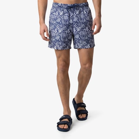 Nautica Erkek Lacivert Regular Fit Desenli Deniz Şortu