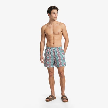 Nautica Erkek Mavi Regular Fit Desenli Deniz Şortu