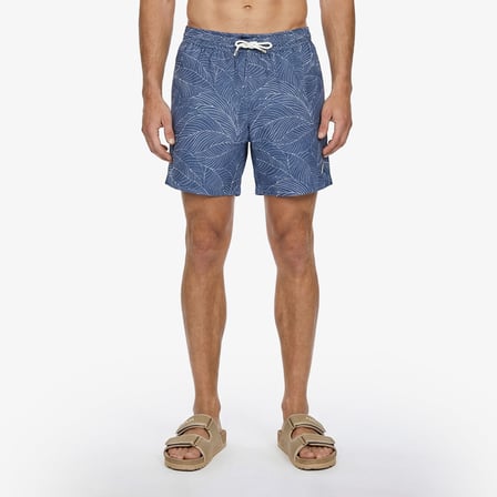 Nautica Erkek Mavi Regular Fit Desenli Deniz Şortu