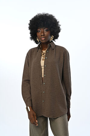 KADIN SİM DETAYLI OVERSİZE KESİM GÖMLEK