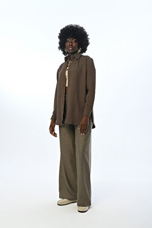 KADIN SİM DETAYLI OVERSİZE KESİM GÖMLEK