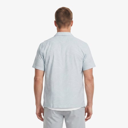 Nautica Erkek Yeşil Regular Fit Kısa Kollu Desenli Keten Gömlek