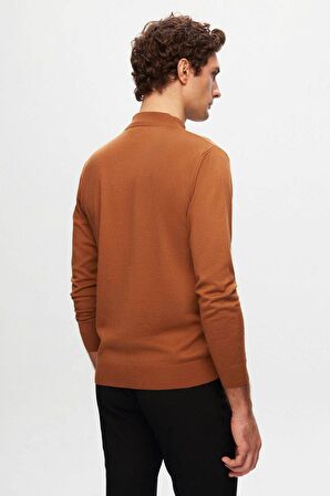 D'S Damat Regular Fit Camel Pamuk Karışımlı Yarım Balıkçı Triko Kazak 5HF06ORT16275