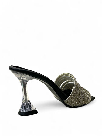 TH28 Kadın Abiye Taşlı 9.5 cm Topuklu Terlik