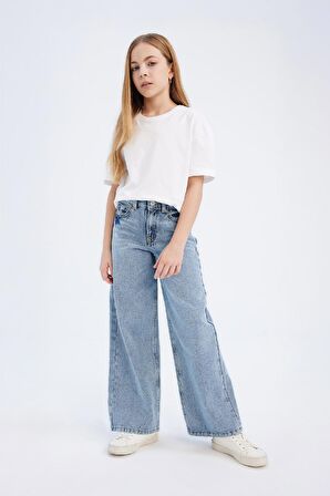 Kız Çocuk Wide Leg Geniş Paça Jean Pantolon