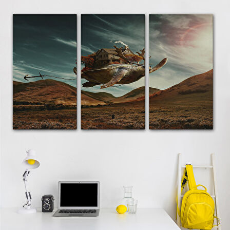 Geyik Boynuzlu Kaplunbağa Sürreal Tablo-6560