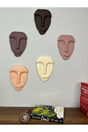 El Yapımı Tasarım Duvar Dekorasyon Maskeleri 5'li Set, Kahverengi Dekor