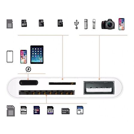 Apple Lightning To USB Lightning Micro Sd Tf Kart Okuyucu Çevirici Dönüştürücü Adaptör