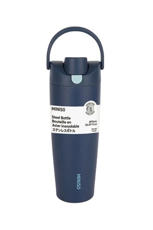 Miniso Lisanslı Pipetli Paslanmaz Çelik Bardak 890 Ml – Çift Cidarlı
