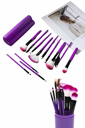 12 Parça Profesyonel Makyaj Fırçası Far Fırçası Allık Fırçası Yumuşak Kıllı