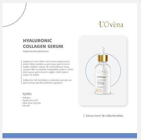 L'Ovéna de paris Hyaluronıc Collagen Serum Yaşlanma Karşıtı 30 ml