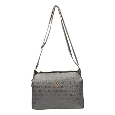 SİA ÇANTA Kabartma Yazı Detaylı Çapraz Askılı  Üç Fermuarlı Gözlü Kullanışlı Şık Çanta