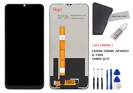 Tkgz Oppo A15 Lcd Ekran Dokunmatik SERVİCE PACK LCD + B-7000 + TAMİR SETİ
