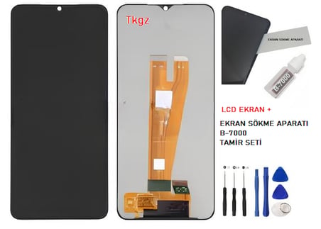 Tkgz Samsung Uyumlu Galaxy A04 -  SM-A045 Lcd Ekran Dokunmatik SERVİCE PACK LCD + B-7000 + TAMİR SETİ
