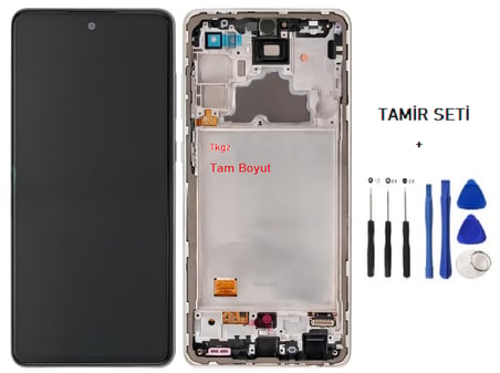 Tkgz Samsung Galaxy A72 - SM-A725 Lcd Ekran Dokunmatik SERVİCE PACK LCD - FULL ÇITALI BEYAZ + TAMİR SETİ