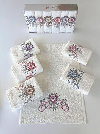 MYSOFT 6'LI 30X50 3D NAKIŞLI HAVLU - ORKİDE