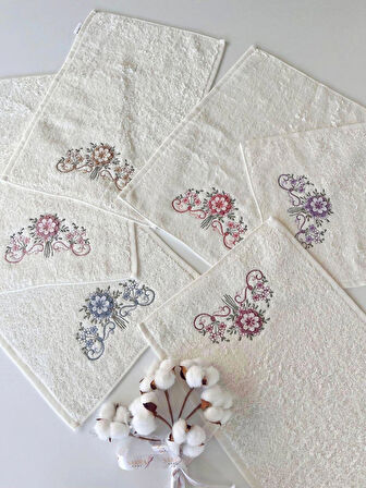 MYSOFT 6'LI 30X50 3D NAKIŞLI HAVLU - ORKİDE