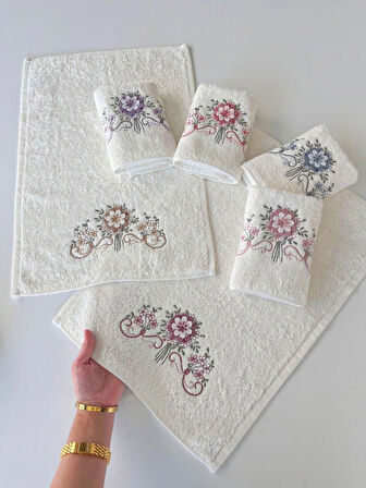 MYSOFT 6'LI 30X50 3D NAKIŞLI HAVLU - ORKİDE