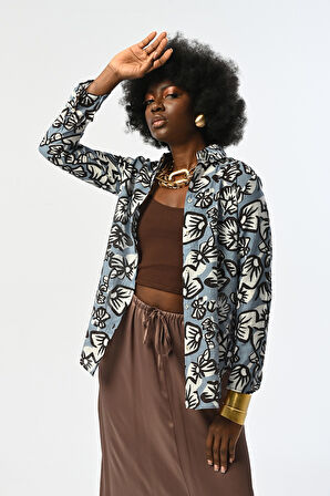 KADIN ÇİÇEK DESENLİ GÖMLEK