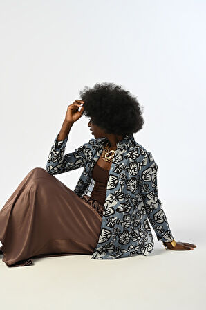 KADIN ÇİÇEK DESENLİ GÖMLEK