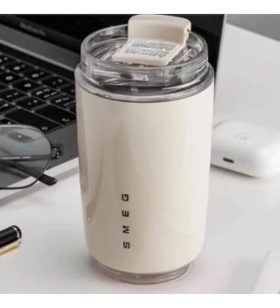  Smeg Mug Bardak 240 ml Paslanmaz Çelik Sızdırmaz Termos krem Renkli Tasarım TERMOS240ML
