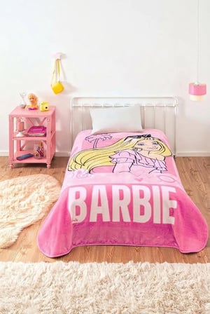 Taç Lisanslı Outlet Barbie Battaniye Tek Kişilik (Kullanıma engel olmayan ufak tefek hataları olabilir)