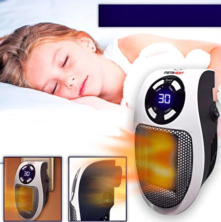  Fanlı Elektrikli Isıtıcı Karavan İçin Taşınabilir 220 Volt Fişe Takılan 500 Watt Isıtıcı Kumandalı
