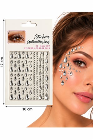 Damla Model Yapışkanlı Yüz Taşı Face Gems Taşlı Yüz ve Vücut Süsü