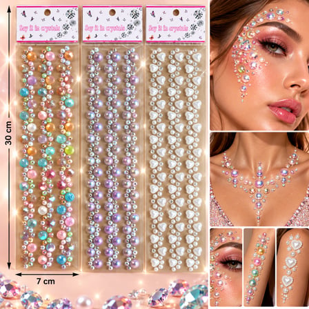 Şerit Büyük Yapışkanlı Yüz Taşı Face Gems Taşlı Yüz ve Vücut Süsü