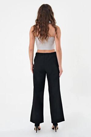 Kadın Siyah Lastikli Palazzo Pantolon
