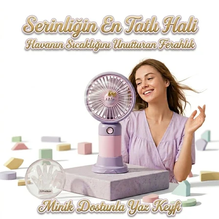USB Şarj Edilebilir Taşınabilir Mini Fan Standlı Sessiz Motorlu Masaüstü El Vantilatörü
