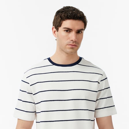 Nautica Erkek Lacivert Regular Fit Çizgili T-Shirt