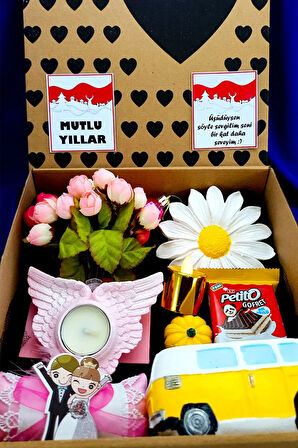 Coys Kraft Kutuda Sarı Pembe Romantik 2022 Yeni Yıl Sevgiliye Hediye Yılbaşı Hediyesi 1daisy4kraft9