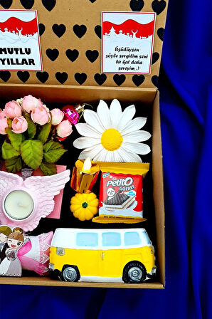 Coys Kraft Kutuda Sarı Pembe Romantik 2022 Yeni Yıl Sevgiliye Hediye Yılbaşı Hediyesi 1daisy4kraft9