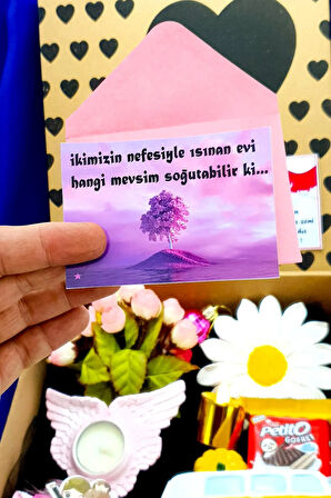 Coys Kraft Kutuda Sarı Pembe Romantik 2022 Yeni Yıl Sevgiliye Hediye Yılbaşı Hediyesi 1daisy4kraft9