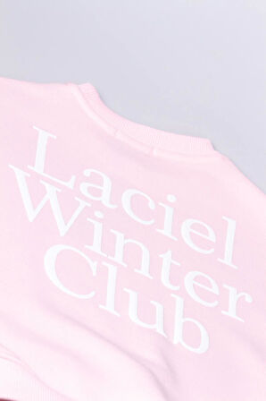 Kız Çocuk Laciel Paris Winter Clup Pembe 3 İplik Fitilli Kumaş Alt Üst Eşofman takımı