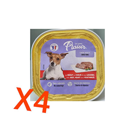 Plaisir BİFTEKLİ YETİŞKİN KÖPEK KONSERVE MAMA 150GR X4 ADET