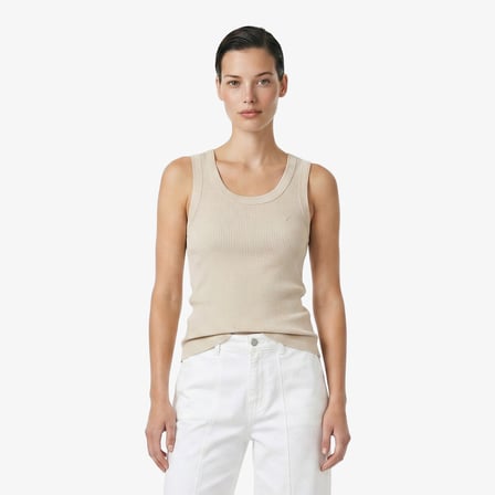 Nautica Kadın Bej Slim Fit Kolsuz T-Shirt