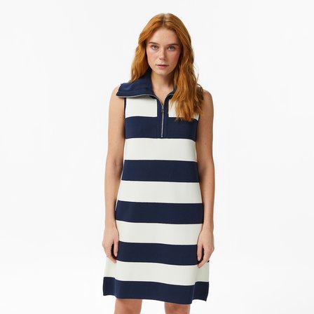 Nautica Kadın Lacivert Slim Fit Kolsuz Çizgili Triko Elbise