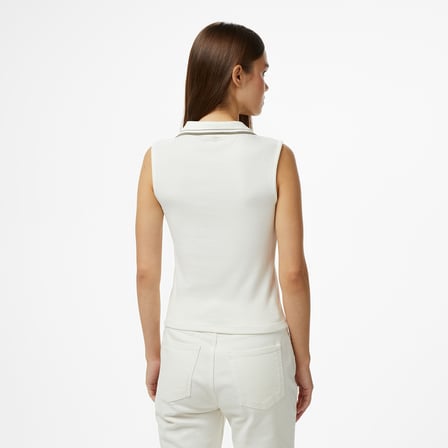 Nautica Kadın Krem Regular Fit Kolsuz Polo Yaka T-Shirt