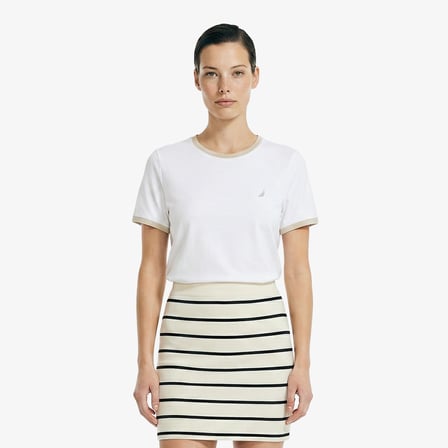 Nautica Kadın Beyaz Slim Fit T-Shirt