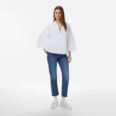 Nautica Kadın Beyaz Regular Fit Kısa Kollu Gömlek