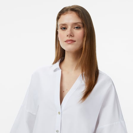 Nautica Kadın Beyaz Regular Fit Kısa Kollu Gömlek