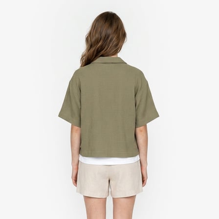 Nautica Kadın Yeşil Regular Fit Kısa Kollu Gömlek