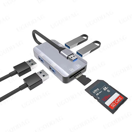 Usb 3.0 4 Port Çoklayıcı-Microsd-Sd Kart Okuyucu