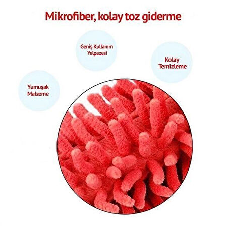 caselka® Teleskopik Mikrofiber Pratik Uzayabilen Toz Alma Fırçası Aparatı