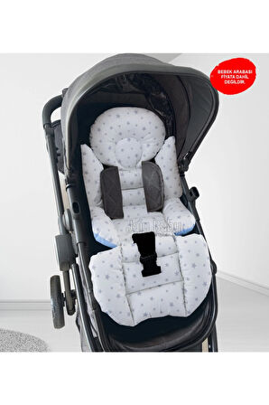 Mavi Küçük Yıldızlı Bebek Arabası Minderi