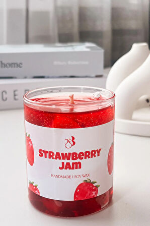 Çilek Kokulu El Yapımı Çilek Reçeli Dekorasyon Jel Mum